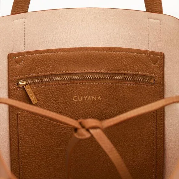 Cuyana Classic Large Structured Tote Rare Organizer Caramel Brown Leather - Picture 14 of 15